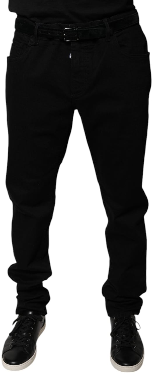 Dolce & Gabbana Black Logo Cotton Stretch Skinny Denim Jeans Zwart