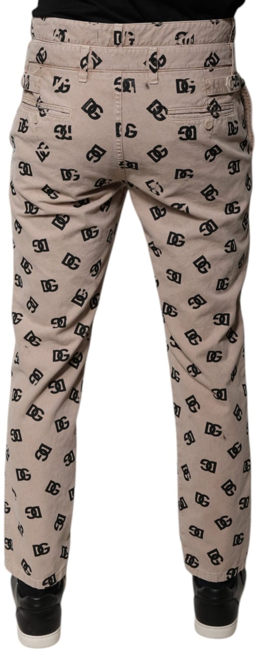 Dolce & Gabbana Beige Logo Cotton Skinny Denim Jeans Beige