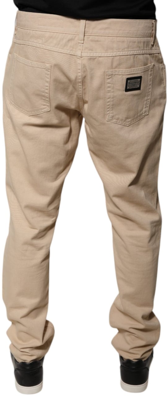Dolce & Gabbana Beige Cotton Mid Waist Skinny Denim Jeans Beige
