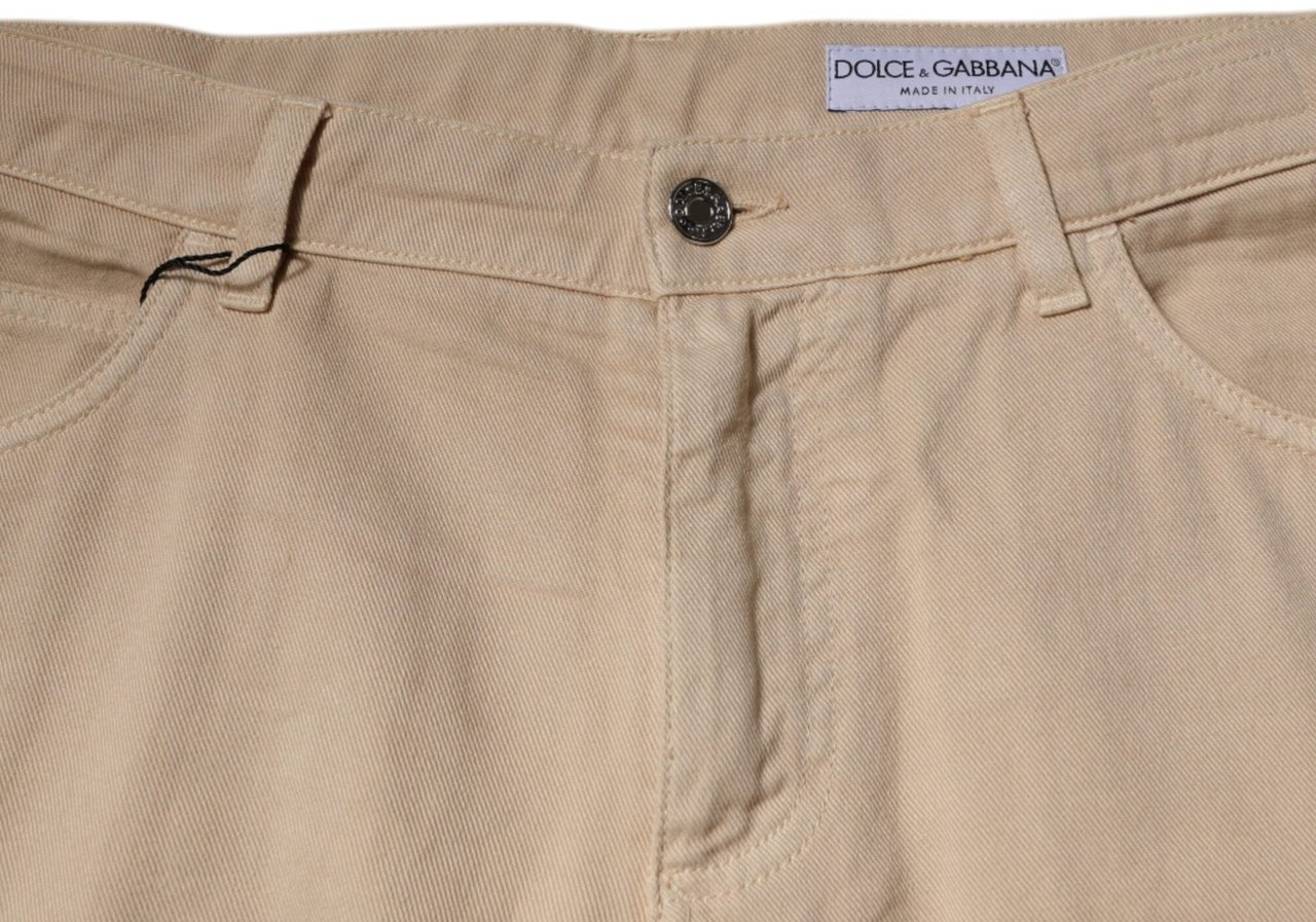 Dolce & Gabbana Beige Cotton Mid Waist Skinny Denim Jeans Beige