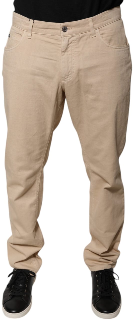 Dolce & Gabbana Beige Cotton Mid Waist Skinny Denim Jeans Beige