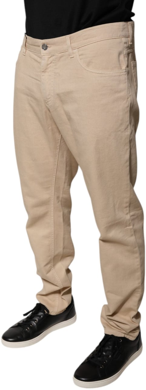 Dolce & Gabbana Beige Cotton Mid Waist Skinny Denim Jeans Beige
