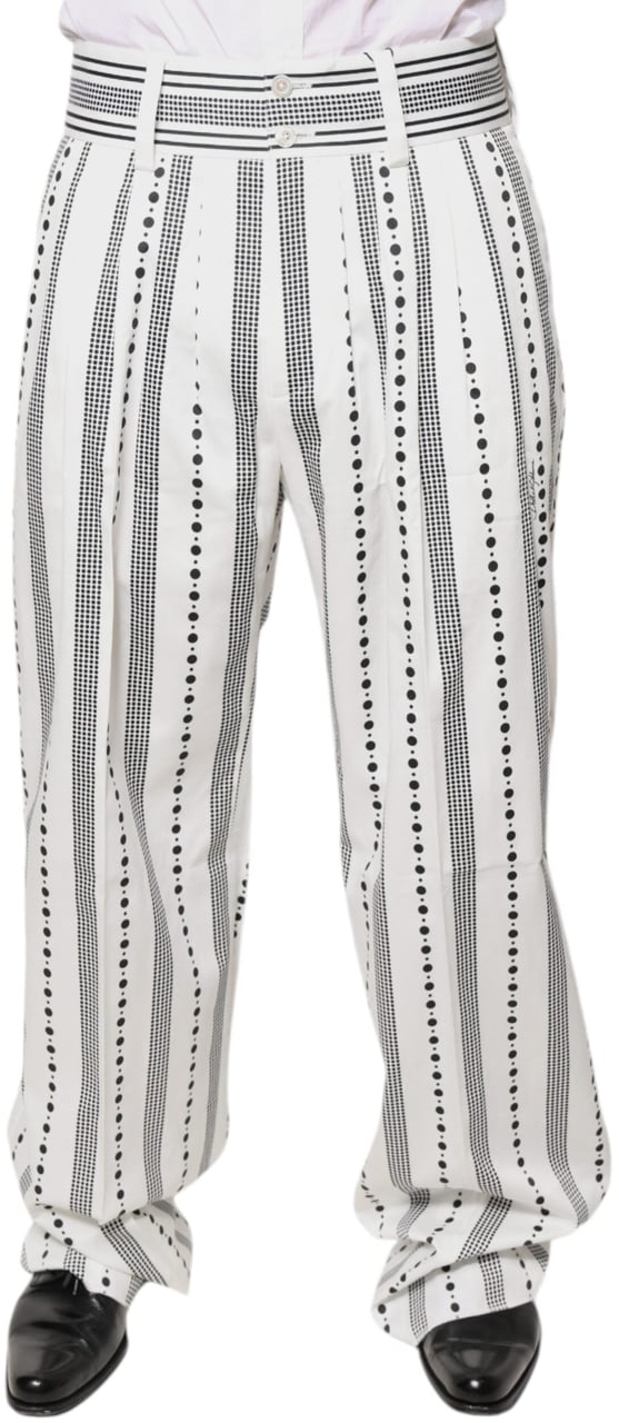 Dolce & Gabbana White Straight Formal Dress Pants Zwart