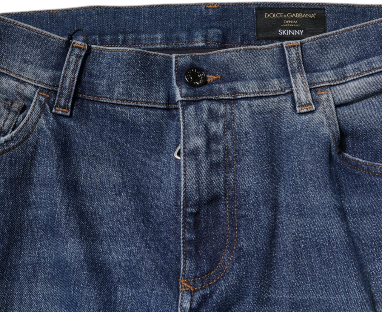 Dolce & Gabbana Blue Cotton Tattered Skinny Denim Jeans Blauw