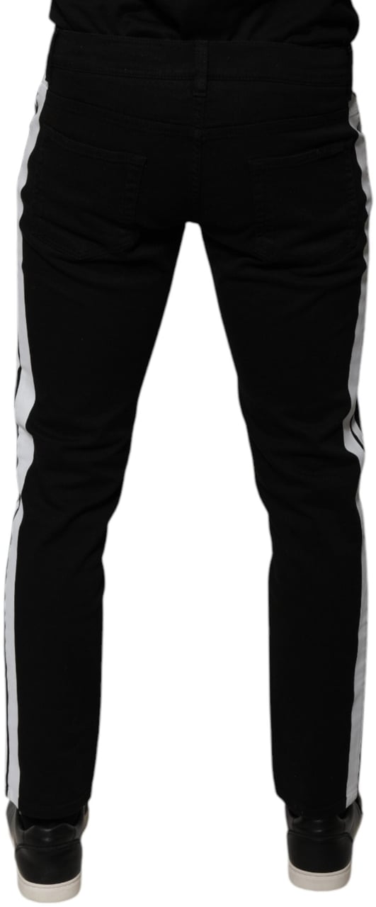 Dolce & Gabbana Black Crown White Lining Skinny Denim Jeans Zwart