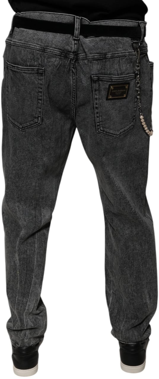 Dolce & Gabbana Dark Gray Cotton Skinny Denim Jeans Grijs