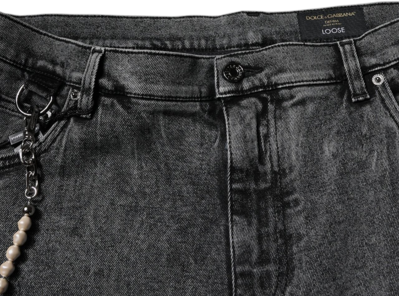 Dolce & Gabbana Dark Gray Cotton Skinny Denim Jeans Grijs