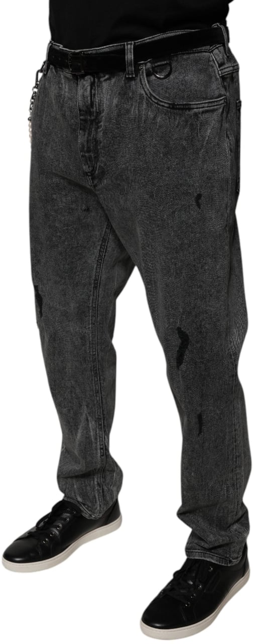 Dolce & Gabbana Dark Gray Cotton Skinny Denim Jeans Grijs