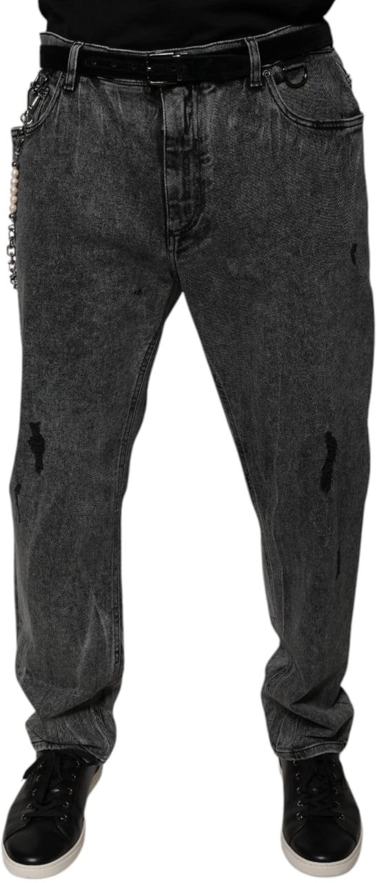 Dolce & Gabbana Dark Gray Cotton Skinny Denim Jeans Grijs