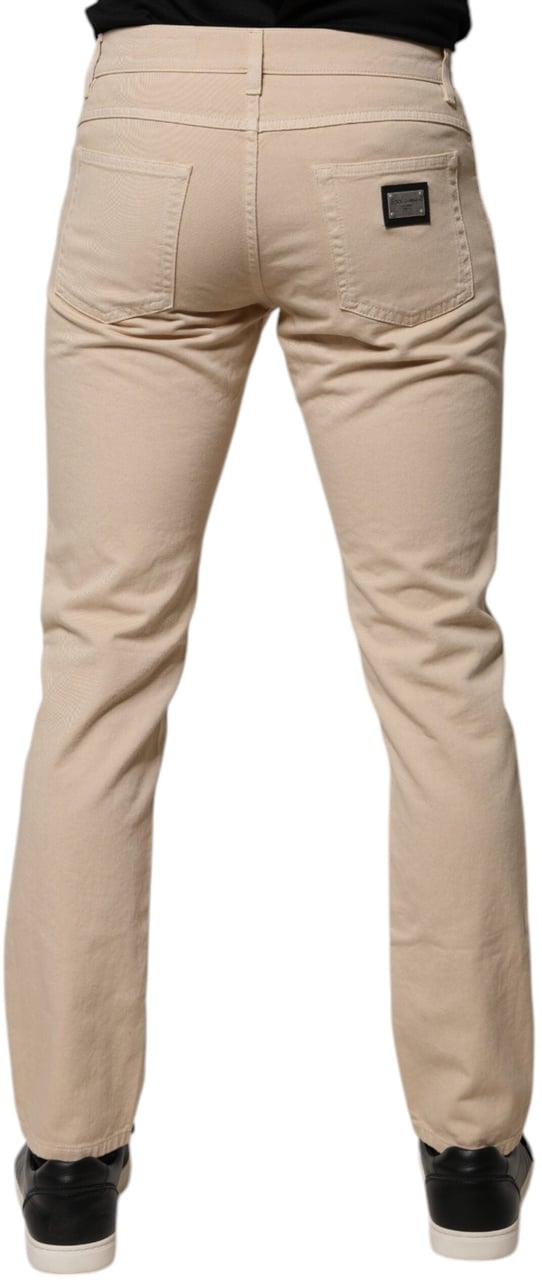 Dolce & Gabbana Beige Cotton Stretch Regular Men Denim Jeans Beige
