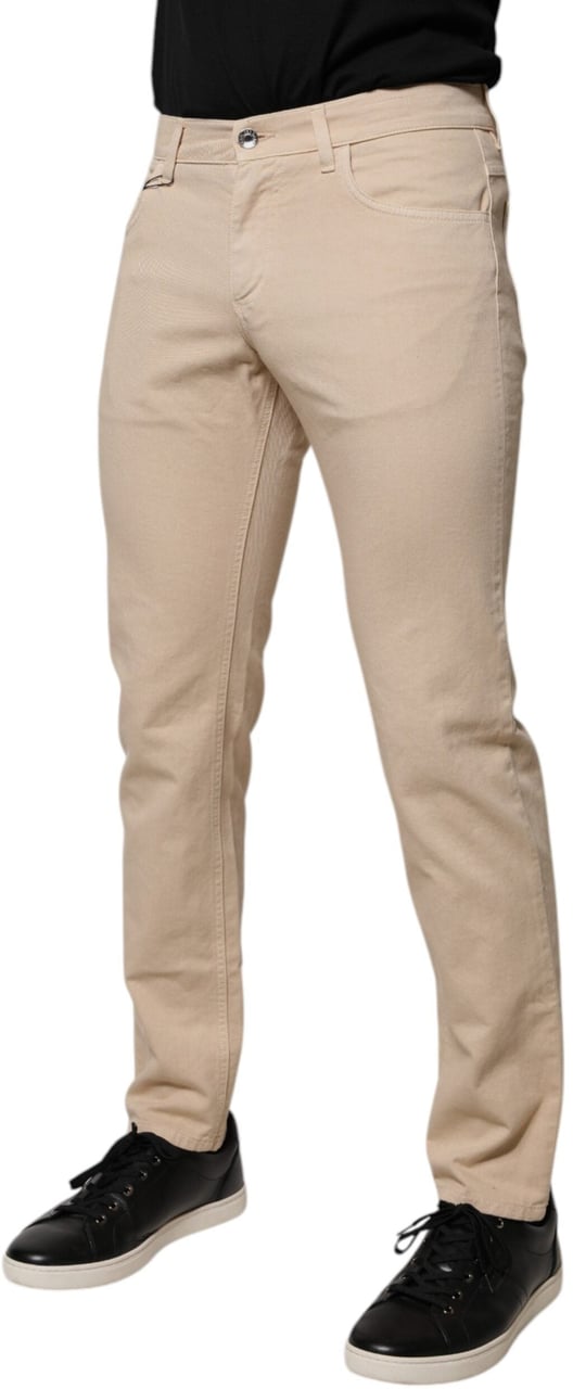 Dolce & Gabbana Beige Cotton Stretch Regular Men Denim Jeans Beige