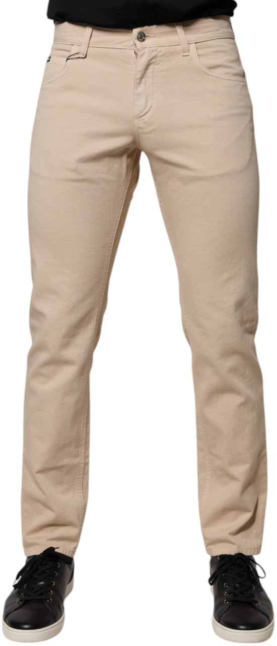 Dolce & Gabbana Beige Cotton Stretch Regular Men Denim Jeans Beige