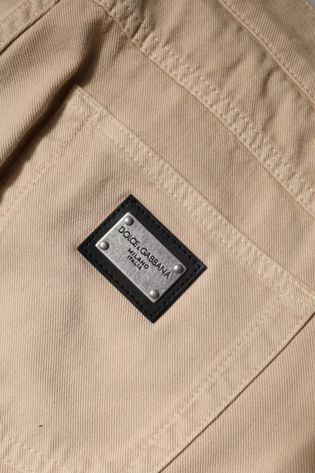 Dolce & Gabbana Beige Cotton Stretch Regular Men Denim Jeans Beige