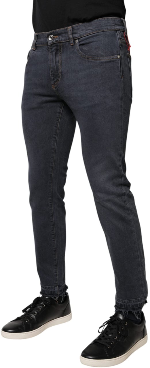 Dolce & Gabbana Dark Gray Cotton Skinny Denim Jeans Grijs