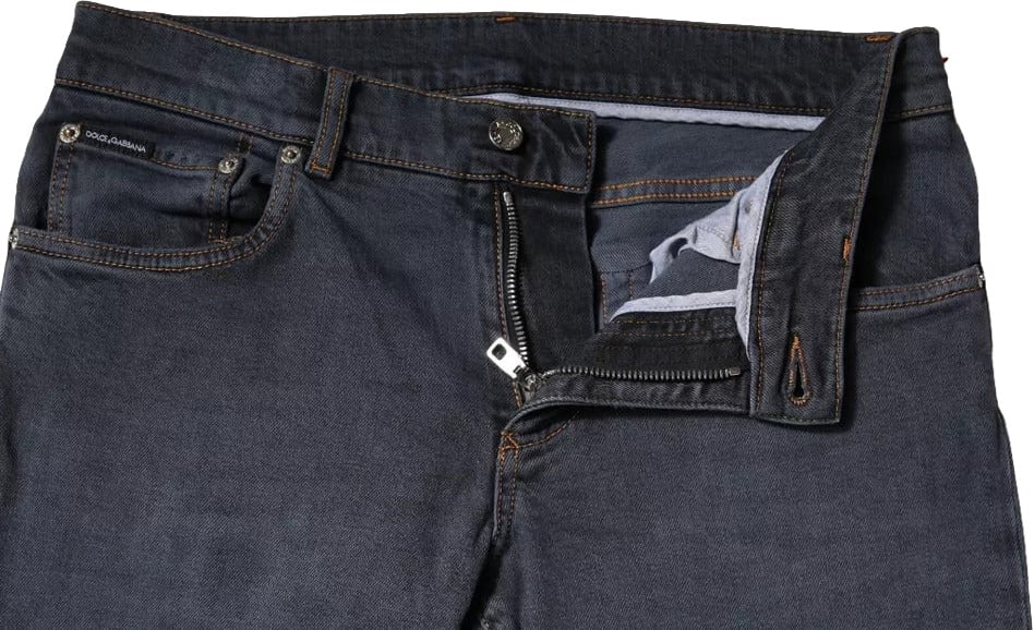 Dolce & Gabbana Dark Gray Cotton Skinny Denim Jeans Grijs