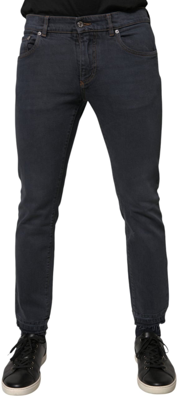 Dolce & Gabbana Dark Gray Cotton Skinny Denim Jeans Grijs