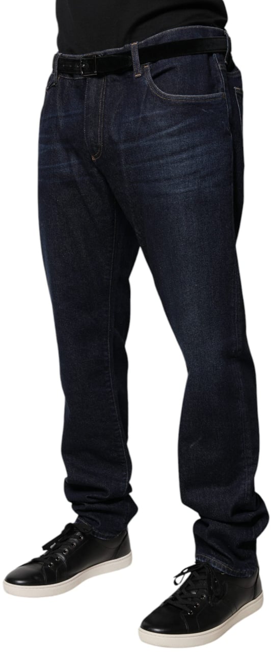Dolce & Gabbana Dark Blue Cotton Skinny Denim Jeans Blauw