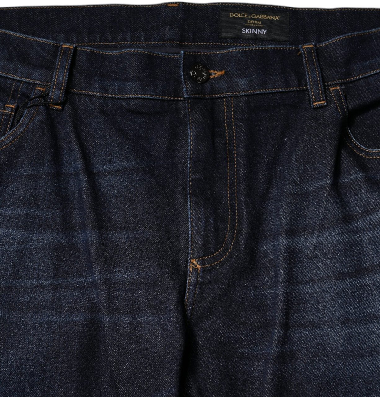 Dolce & Gabbana Dark Blue Cotton Skinny Denim Jeans Blauw