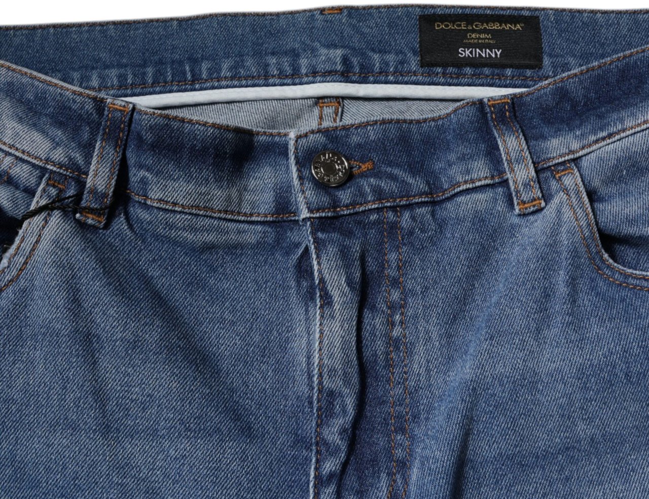 Dolce & Gabbana Light Blue Cotton Men Skinny Denim Jeans Blauw