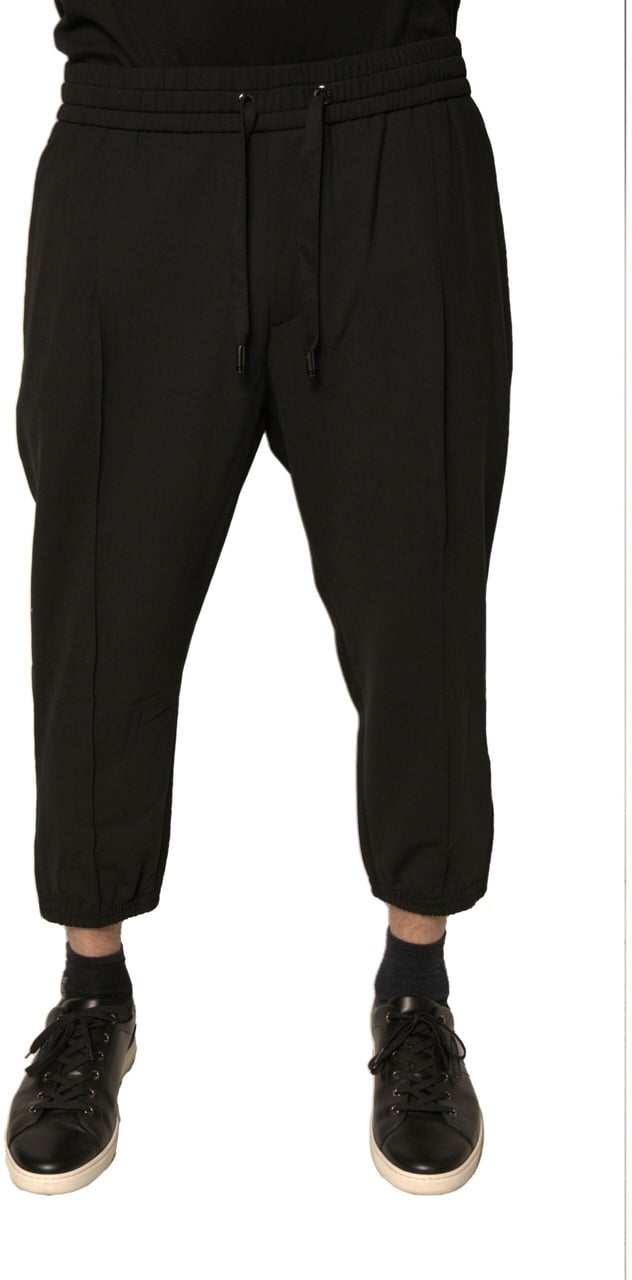 Dolce & Gabbana Black Wool Jogger Jogging Pants Zwart