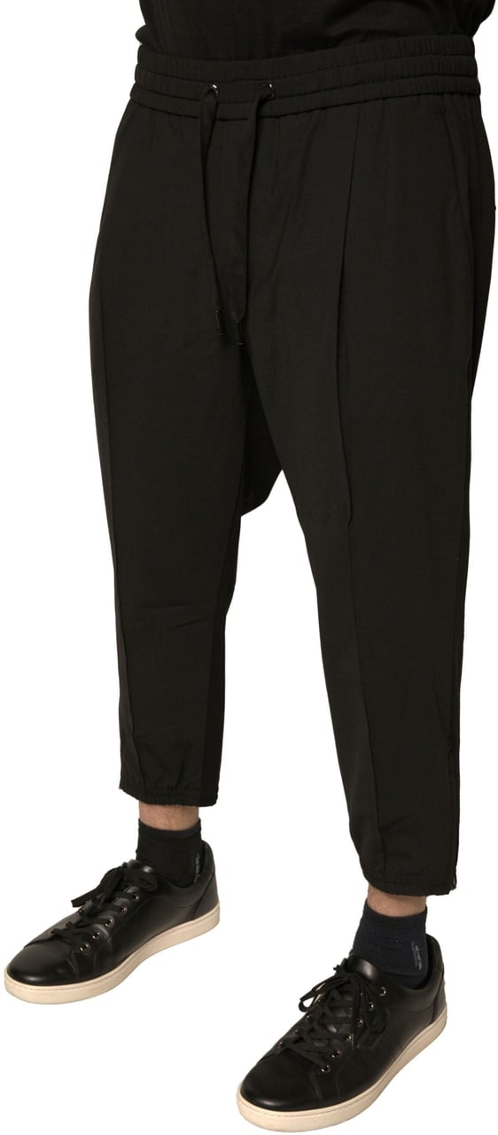 Dolce & Gabbana Black Wool Jogger Jogging Pants Zwart
