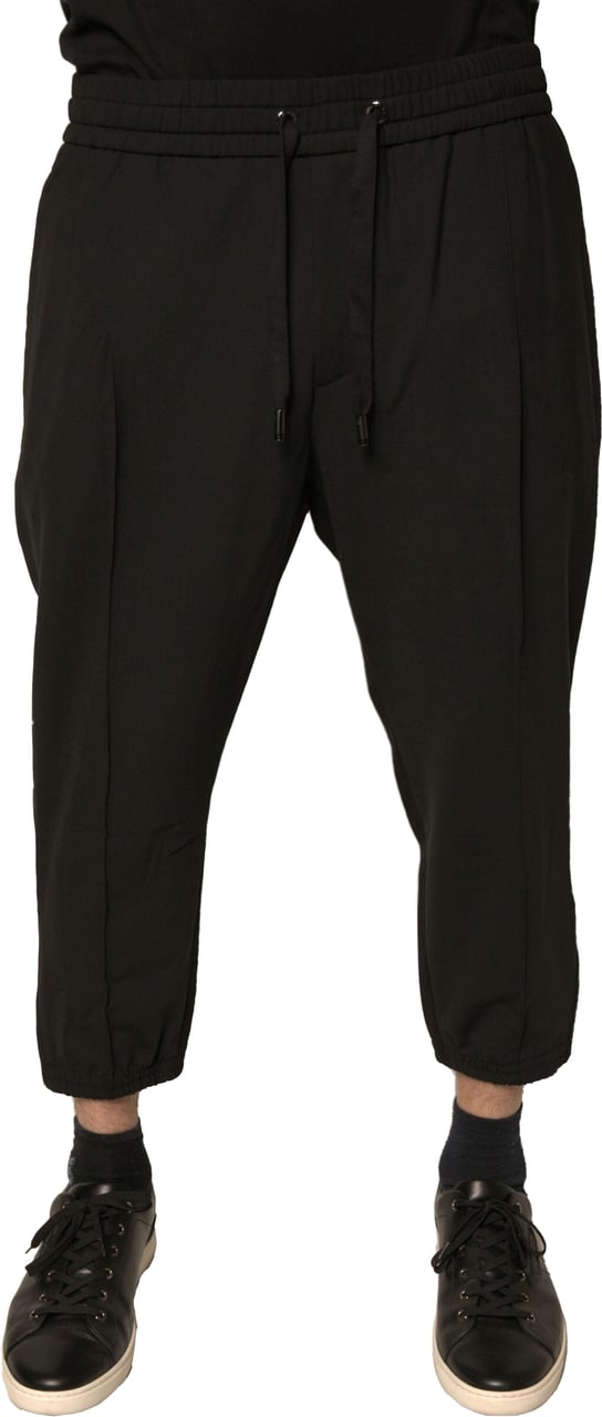Dolce & Gabbana Black Wool Jogger Jogging Pants Zwart
