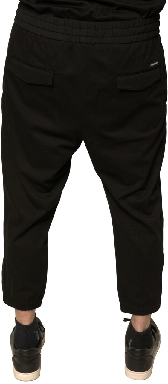 Dolce & Gabbana Black Wool Jogger Jogging Pants Zwart