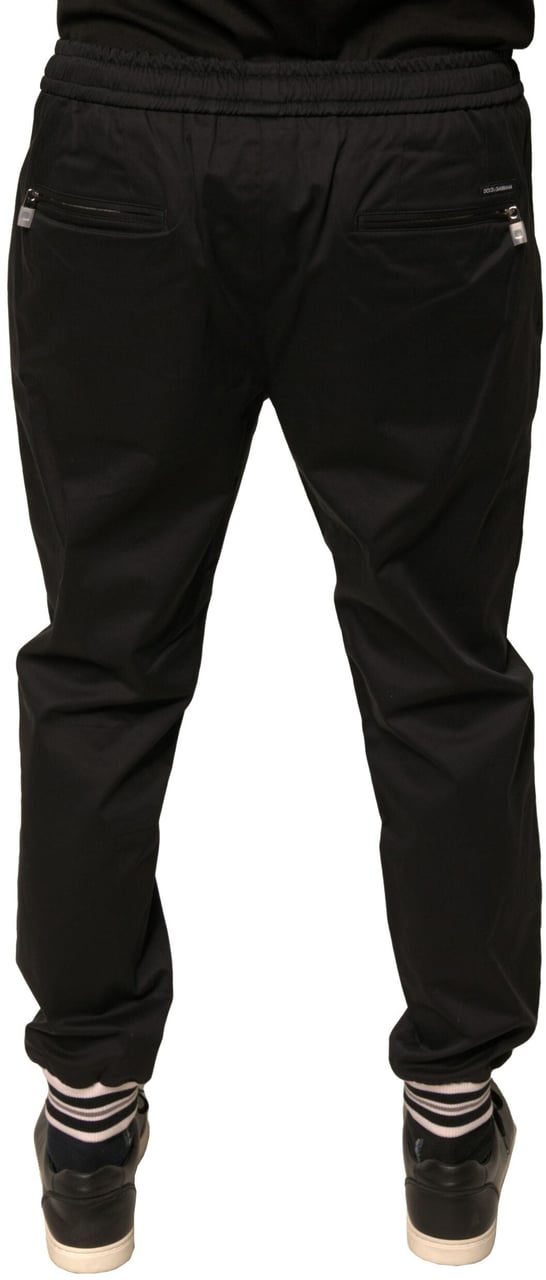 Dolce & Gabbana Black Cotton Stretch Jogger Sweatpants Pants Zwart