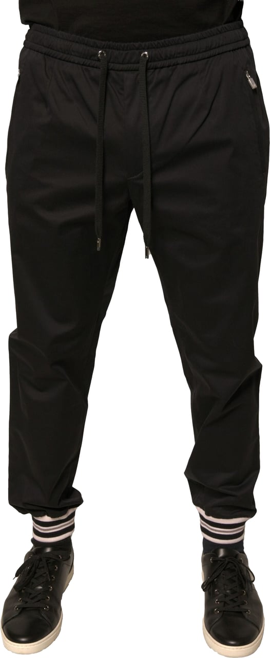 Dolce & Gabbana Black Cotton Stretch Jogger Sweatpants Pants Zwart