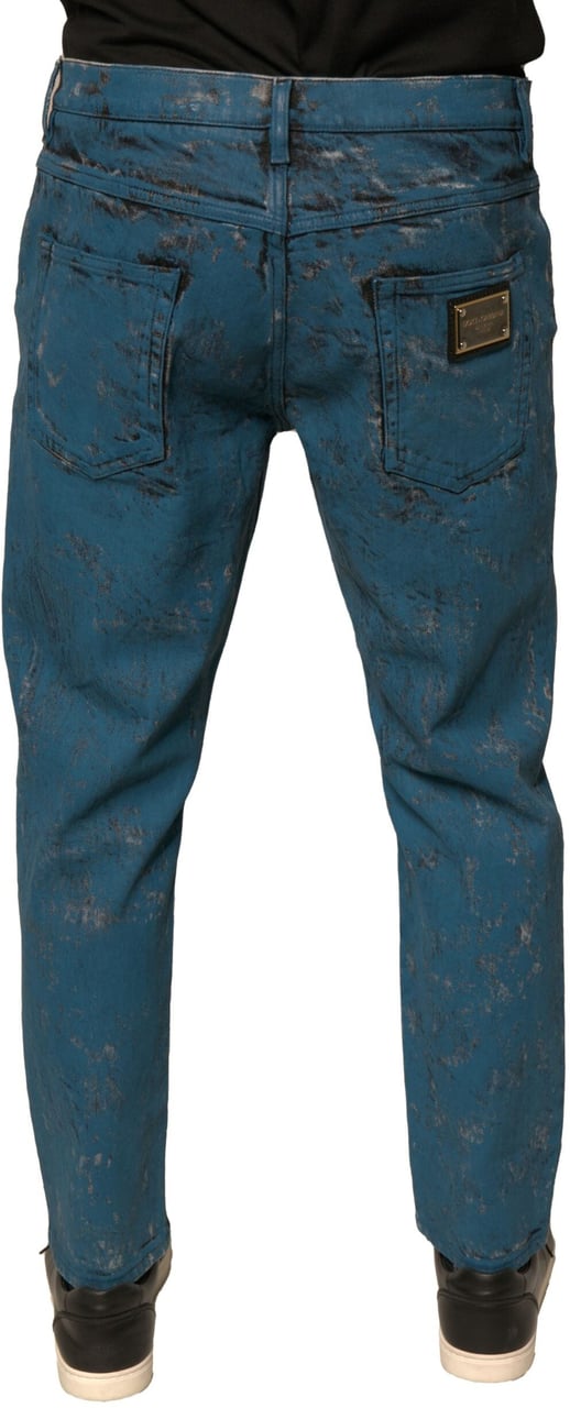 Dolce & Gabbana Blue Logo Cotton Stretch Skinny Denim Jeans Blauw