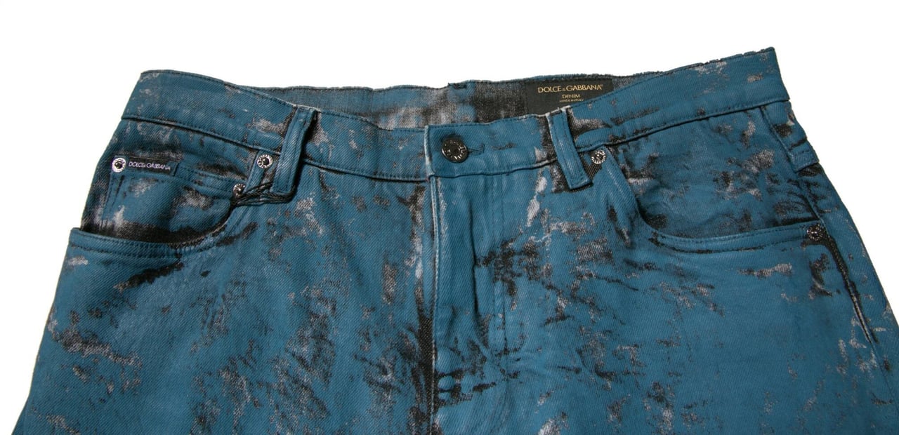 Dolce & Gabbana Blue Logo Cotton Stretch Skinny Denim Jeans Blauw