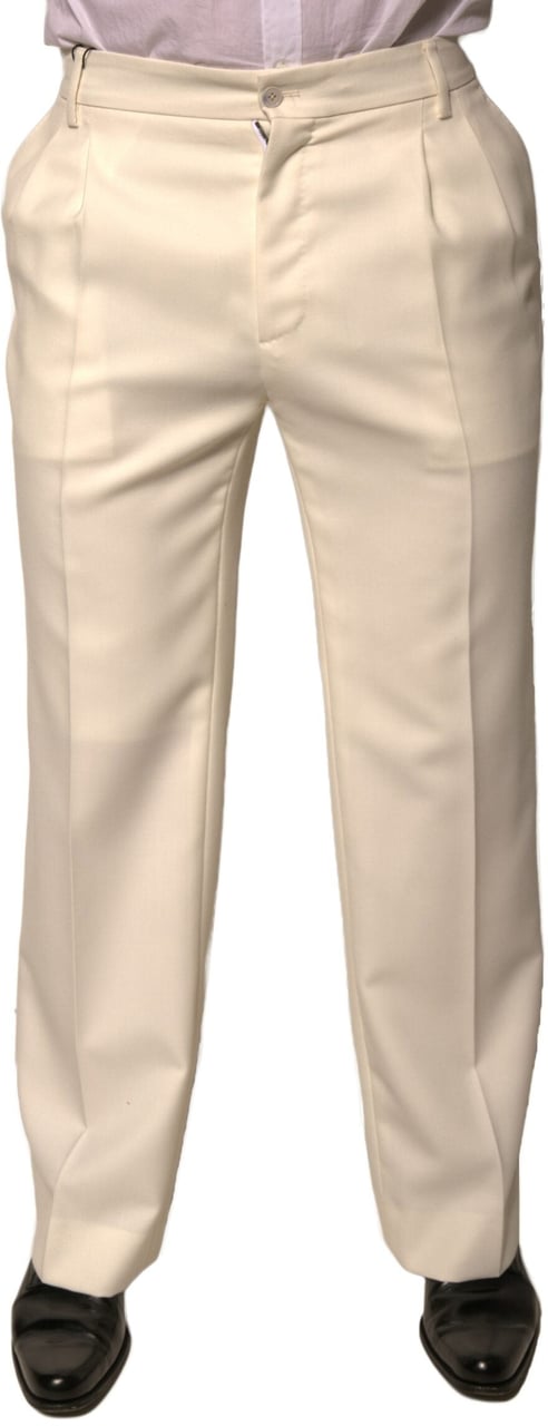 Dolce & Gabbana Off White Straight Dress Pants Wit