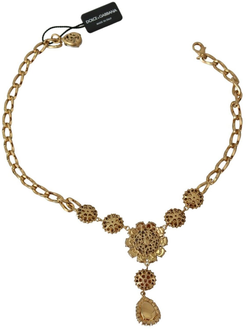 Dolce & Gabbana Pink Gold Brass Crystal Purple Pearl Pendants Divers