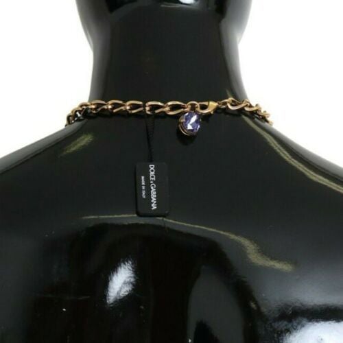 Dolce & Gabbana Pink Gold Brass Crystal Purple Pearl Pendants Divers