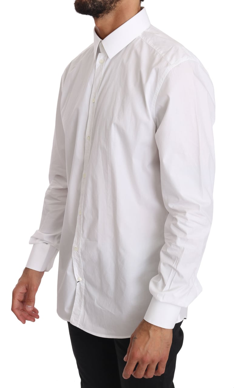 Dolce & Gabbana White Cotton GOLD Dress Shirt Wit