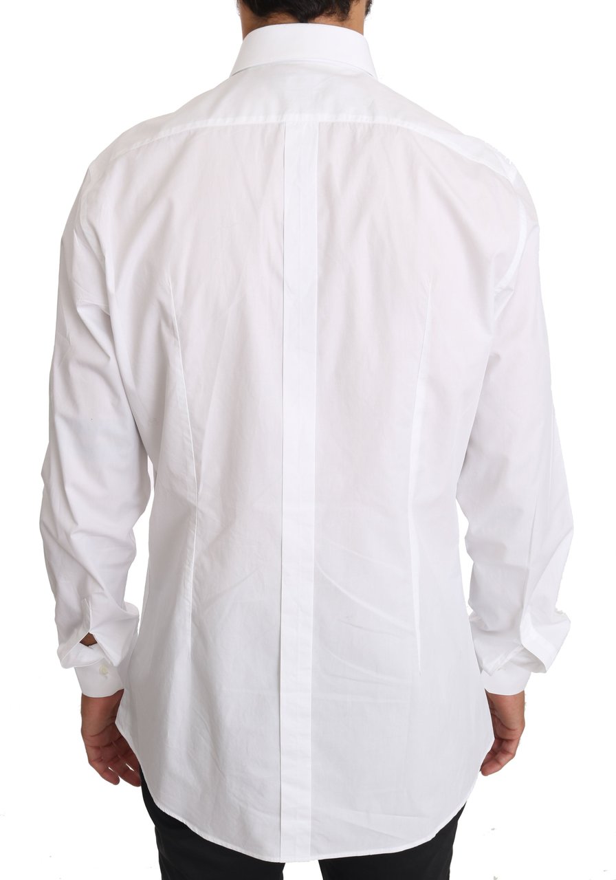 Dolce & Gabbana White Cotton GOLD Dress Shirt Wit