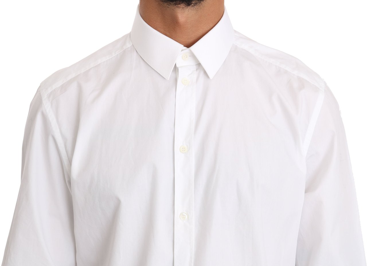 Dolce & Gabbana White Cotton GOLD Dress Shirt Wit