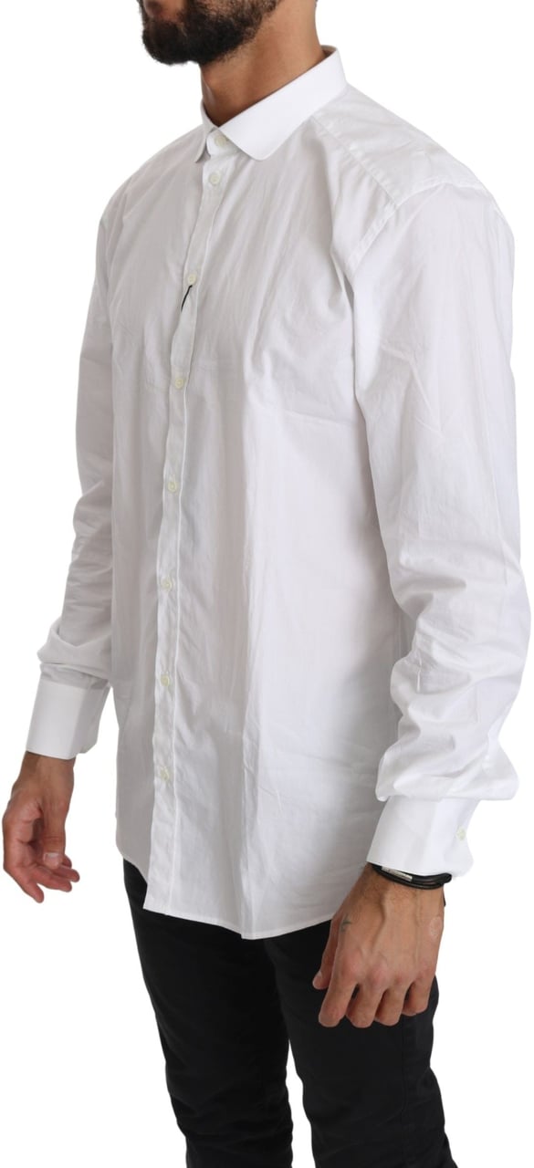 Dolce & Gabbana White Cotton Long Sleeve Top Shirt Wit