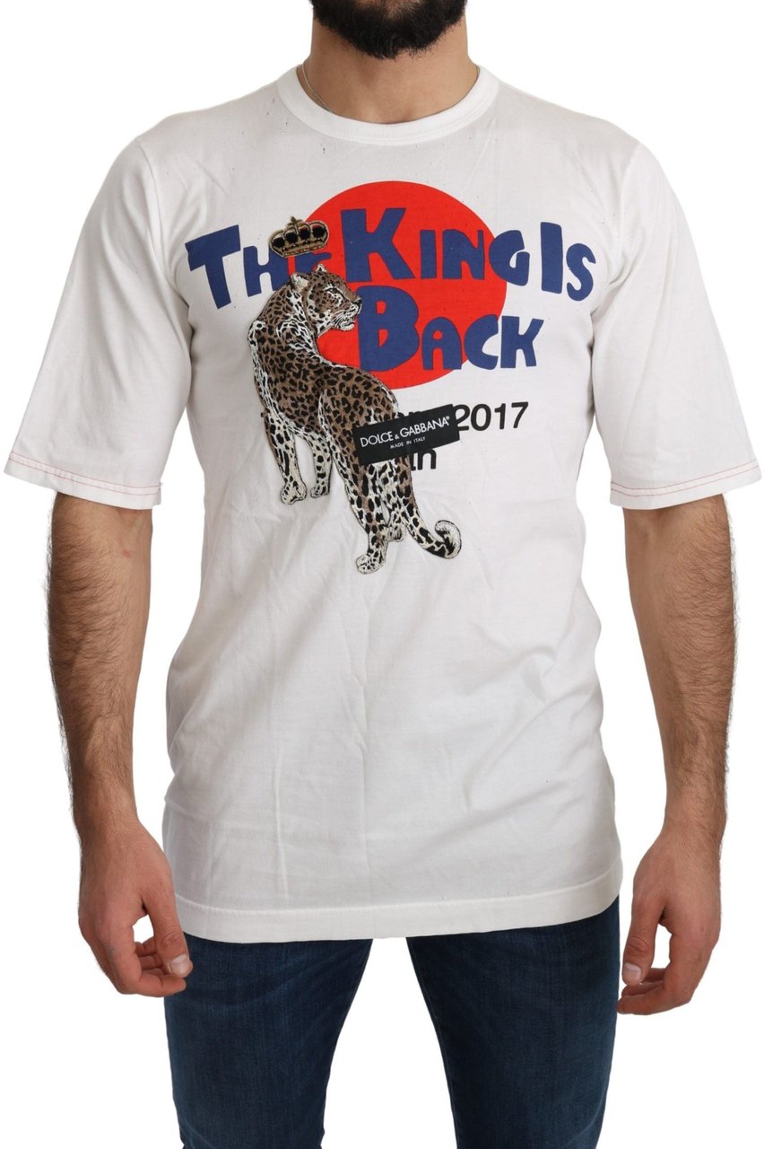 Dolce & Gabbana White Leopard Royal Top T-shirt Zwart