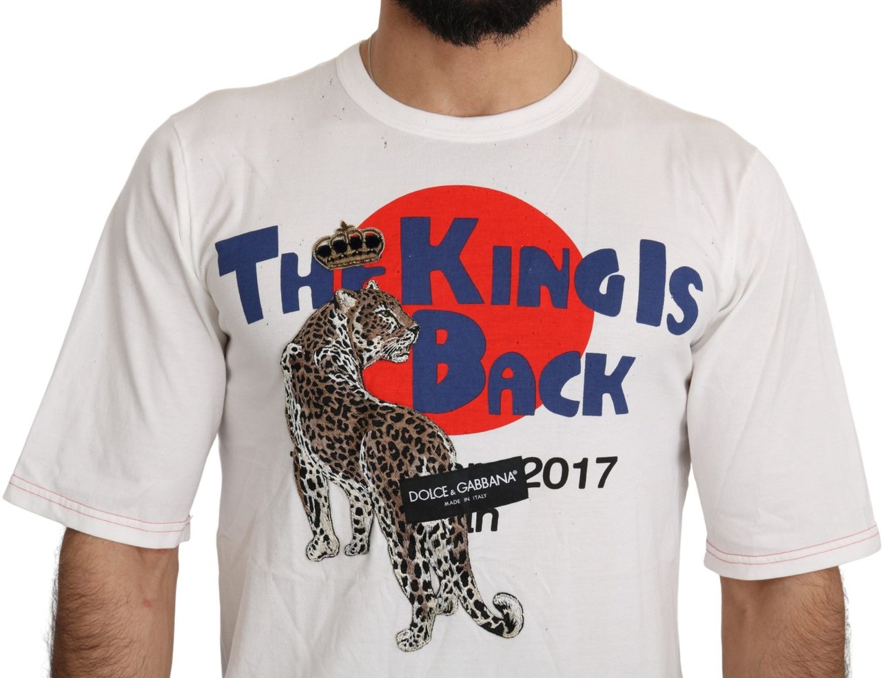 Dolce & Gabbana White Leopard Royal Top T-shirt Zwart