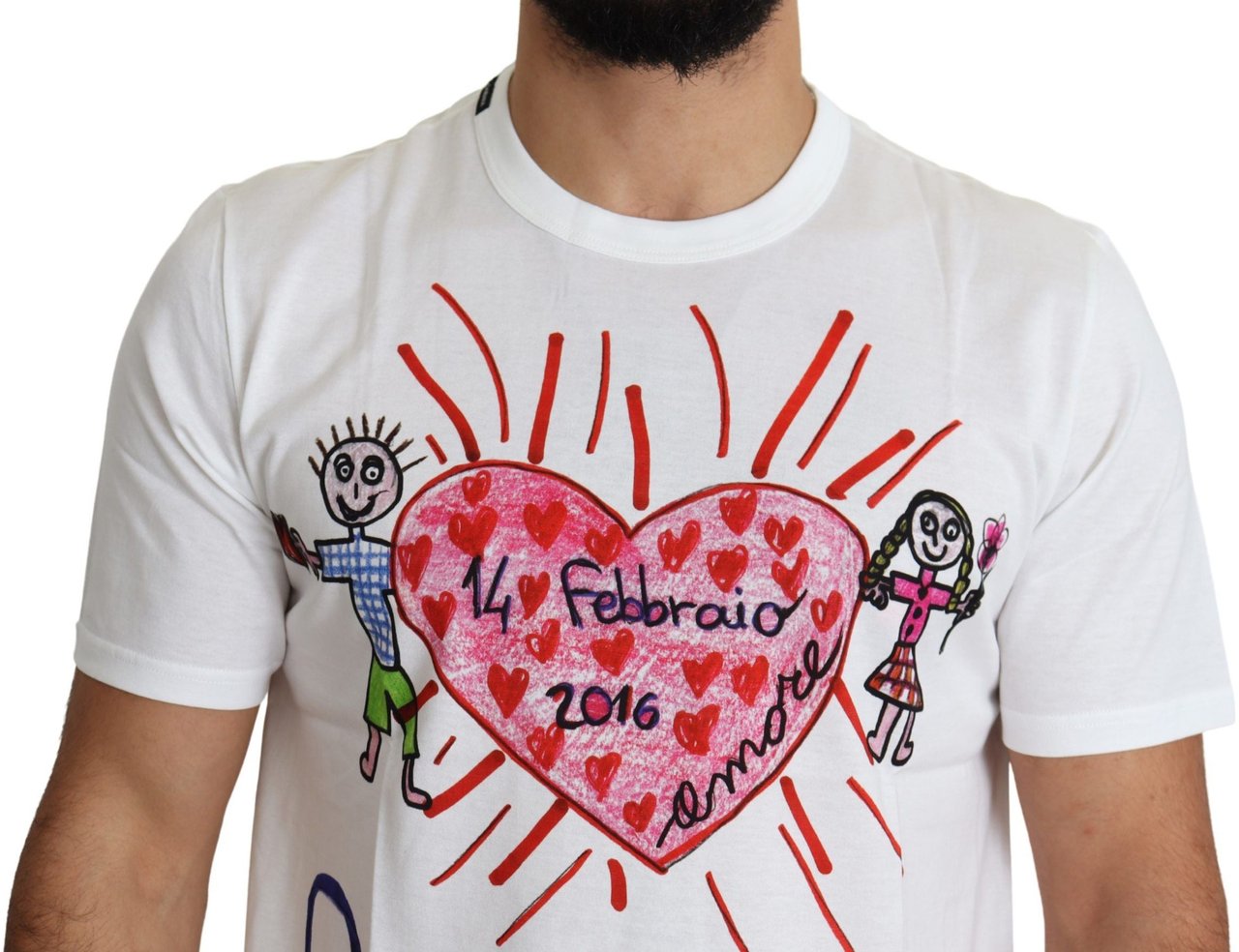 Dolce & Gabbana White Saint Valentine Hearts Print Men T-shirt Wit