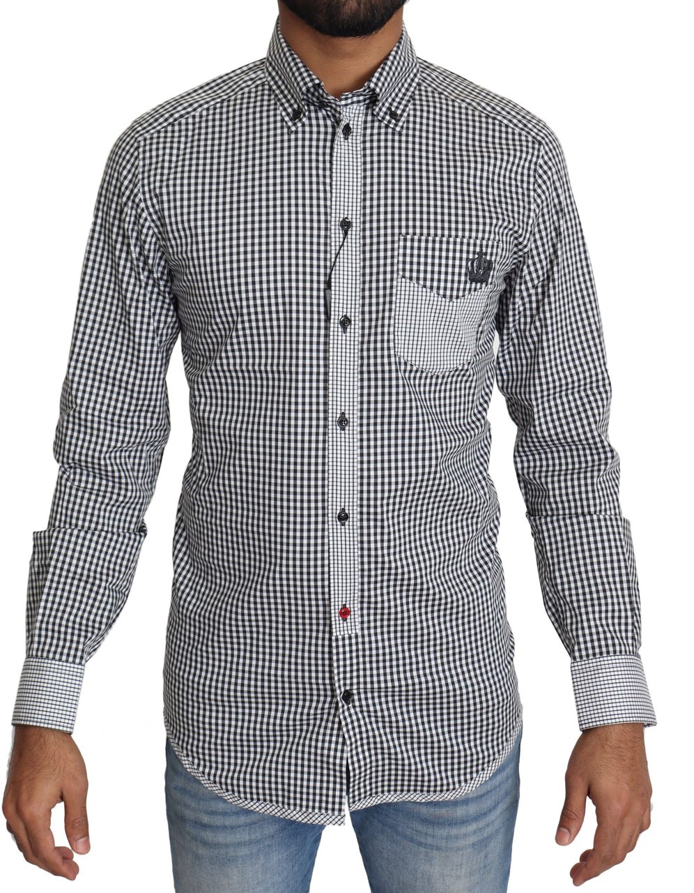 Dolce & Gabbana Black White Checkered Casual Shirt Zwart