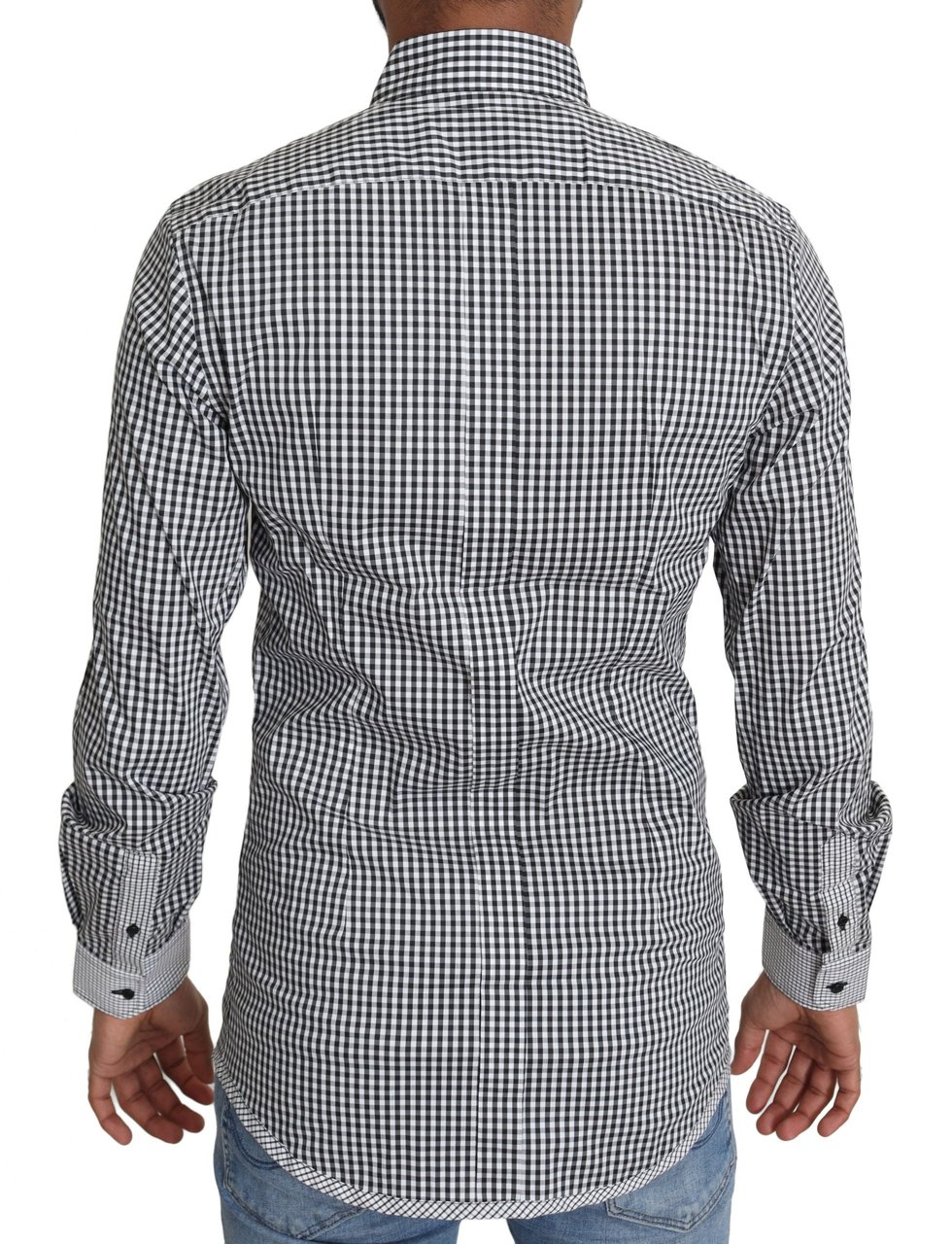 Dolce & Gabbana Black White Checkered Casual Shirt Zwart