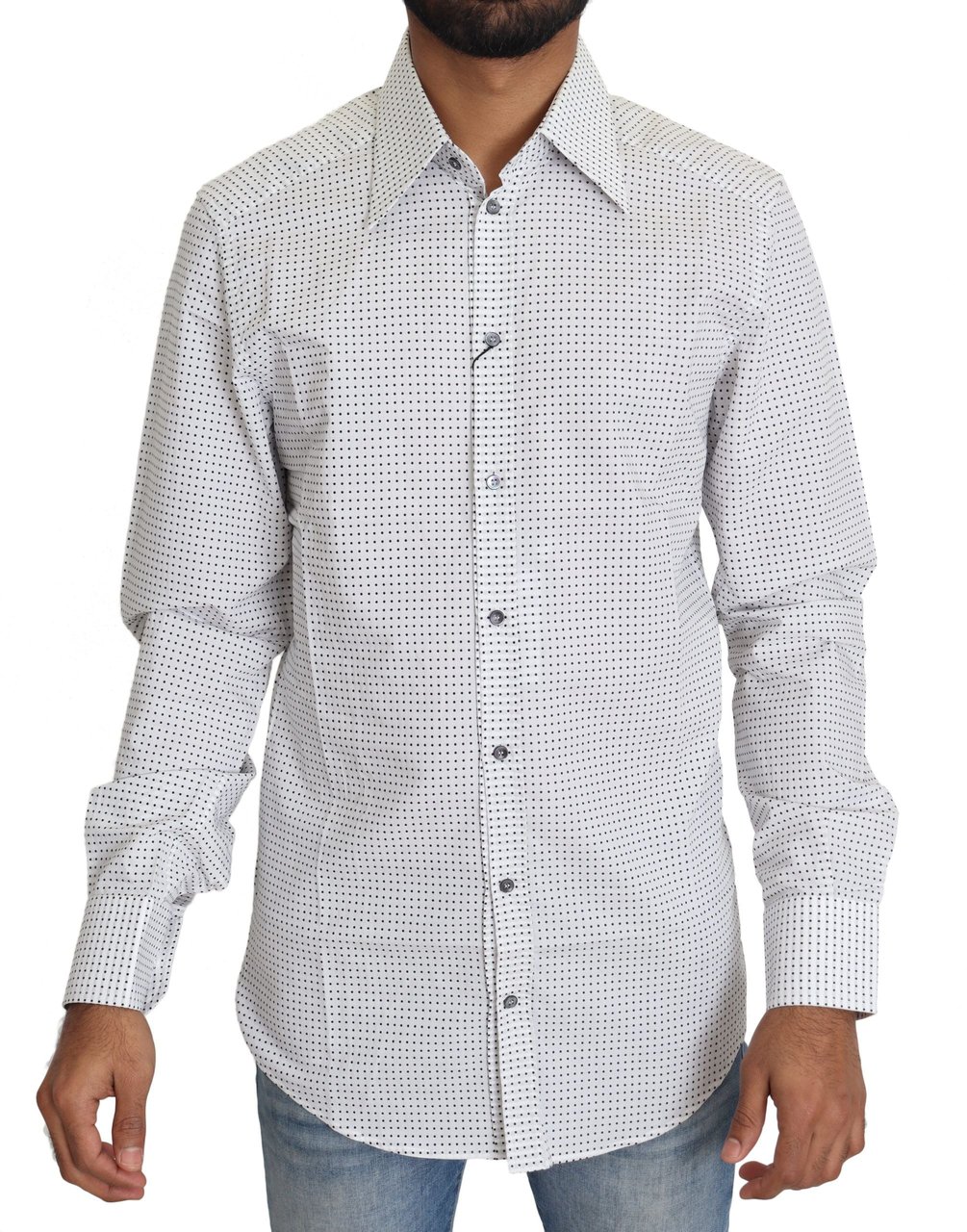 Dolce & Gabbana Black White Polka Dots Dress Shirt Wit