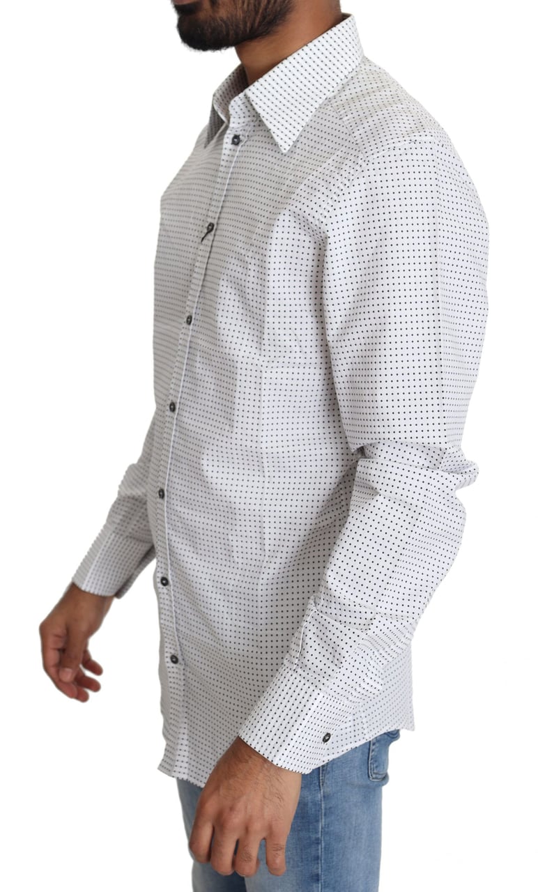 Dolce & Gabbana Black White Polka Dots Dress Shirt Wit