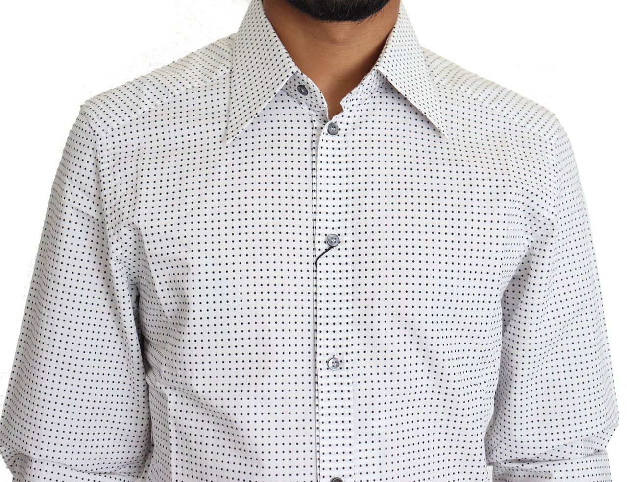 Dolce & Gabbana Black White Polka Dots Dress Shirt Wit