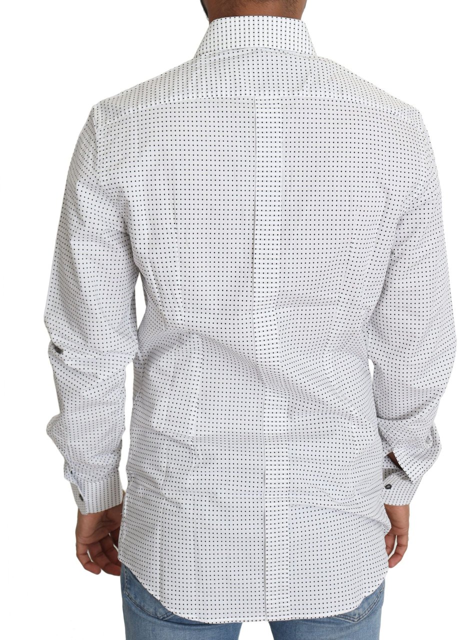 Dolce & Gabbana Black White Polka Dots Dress Shirt Wit