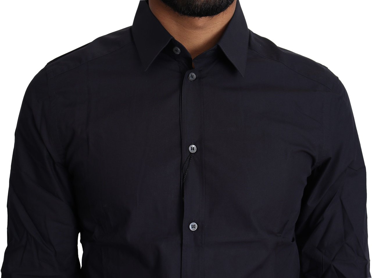 Dolce & Gabbana Navy Blue Cotton Formal Dress Shirt Zwart