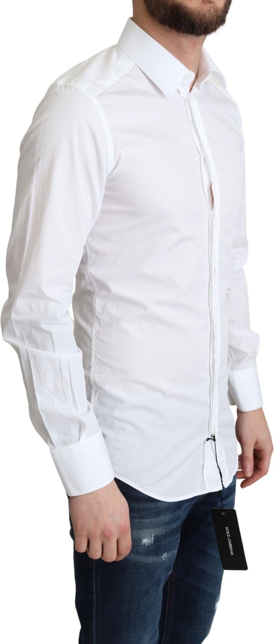 Dolce & Gabbana White Cotton Long Sleeves Men Formal Shirt Wit