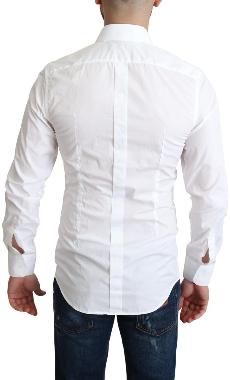 Dolce & Gabbana White Cotton Long Sleeves Men Formal Shirt Wit